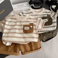 Children's Short Sleeved Round Neck Striped T-Shirt | SAMAG