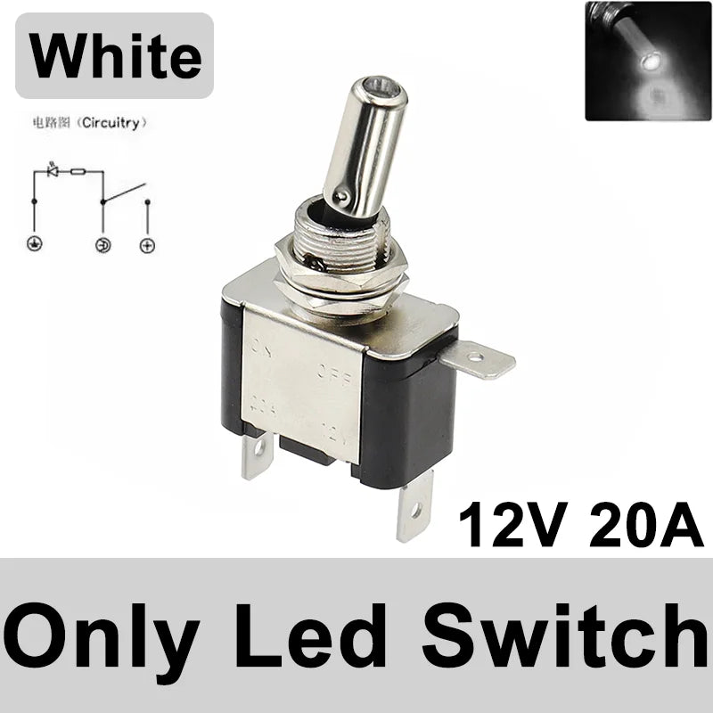 Auto Car Boat Truck Illuminated Led Toggle Switch ON OFF With Safety Aircraft Flip Up Cover Guard 12V20A Transparent