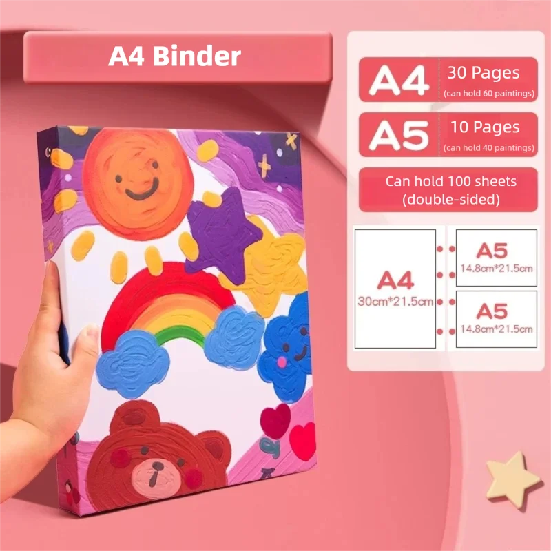 Portfolio Binder Folder A3 A4 A5 Document Organizer Art Drawing Paper Folder 4-Ring Binder PVC Pocket File Folder For Documents