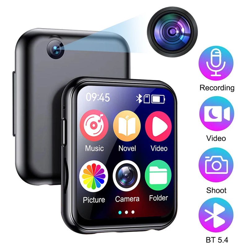 HiFi MP3 Music Player Bluetooth 5.4 Full Touch Screen Walkman with Built-in Speaker Camera Video Player FM/E-book Function