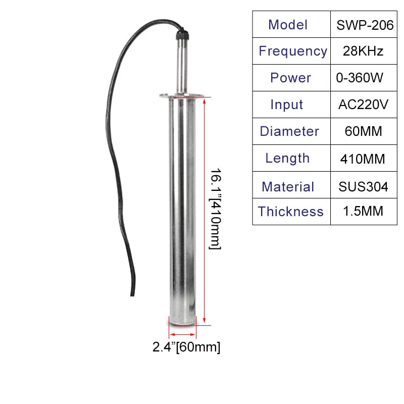 Immersible 28KHz Ultrasonic Transducer Vibrator Rod Ultrasound Vibration Probe Nano Solvent Dispersion Oil Emulsifier Mixer