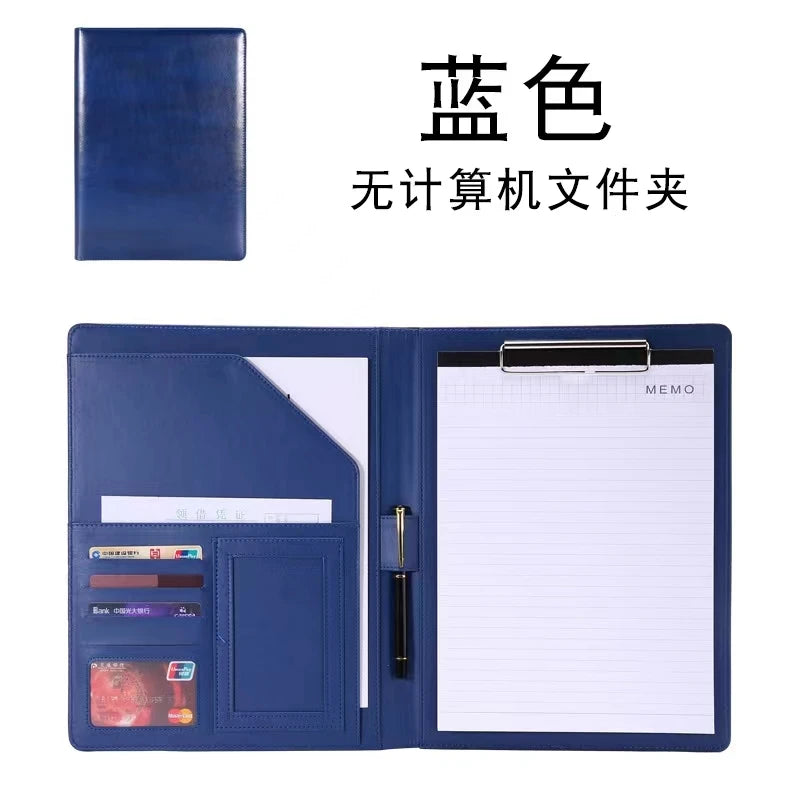 2026 A4 PU Leather Business Padfolio Organizer Case Vintage Binder Business Manager Document Pads Office File Folder