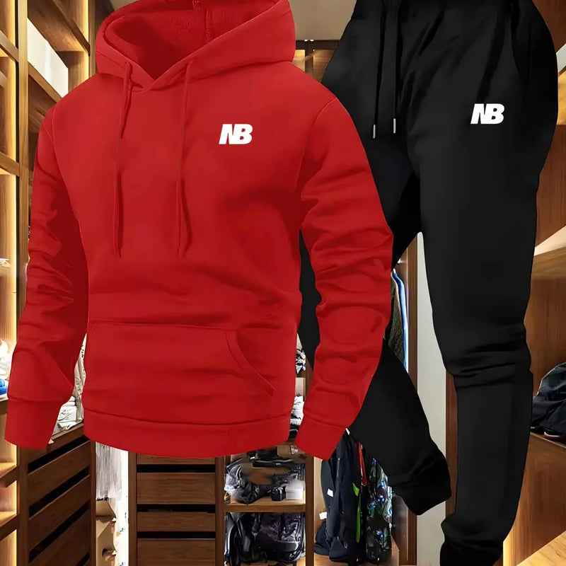 Men's two - piece sports sweatshirt and trousers, grey and black logo regular pocket autumn and winter - View 6 | SAMAG