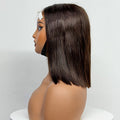 250% Density Bob Straight Human Hair 2X6 Transparent Lace Closure Frontal Human Hair Wigs 100% Human Hair Ginger 99J Colored Wig