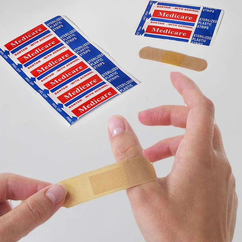 100pcs Waterproof Band Aid Transparent Invisible Hemostatic Breathable Water Bathing Swimming Bandage First Aid Kit