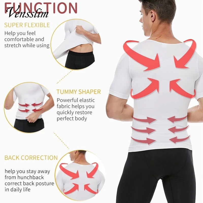 Vensslim Men Slimming Body Shaper Belly Control Shapewear Man Shapers Underwear Waist Trainer Top Corrective Posture Vest Corset
