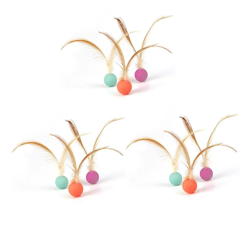 Funny Cat Elastic Ball Toy Interactive Balls Pet Supplies Feather Football Toys Dog Playthings Kitten