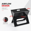 Portable folding barbecue grill with ventilation design for 3-5 people evenly heated essential for camping and picnicking