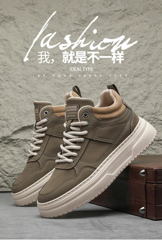 Men's shoes four seasons breathable soft-sole non-slip casual shoes fashion youth Joker flat shoes Thick sole sports board shoes