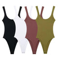 Women's Skinny Ribbed Bodysuits O Neck Straps Snap-Button Sexy Fashion Female Playsuits Comfortable Stretchy Clothing