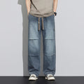 Japanese Style Textured Grid Men's Jeans Plus Size Loose | SAMAG