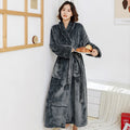 Couple Flannel Robe Winter Thick Warm Bathrobe Long Fleece Sleepwear Loungewear for Men and Women