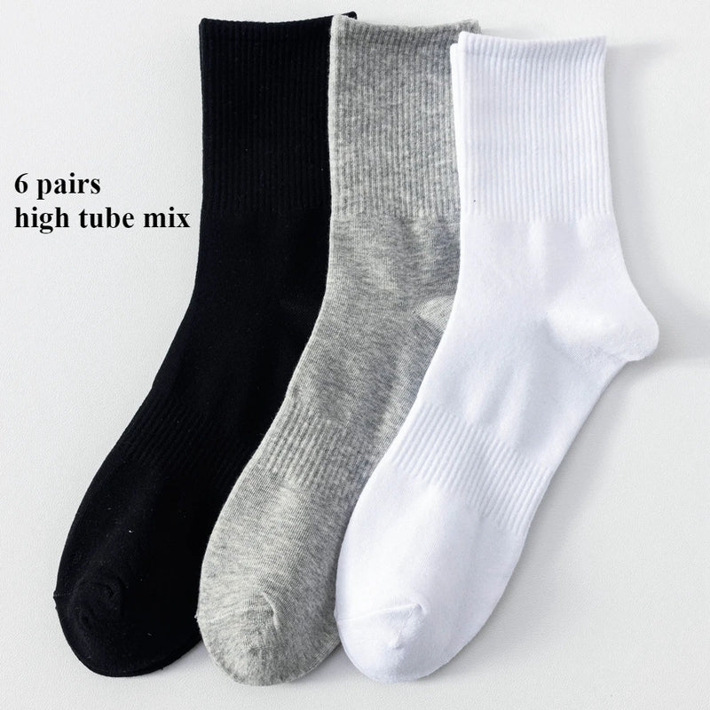 6 Pairs Plus Size EUR45-50 Men Socks Cotton Ankle Black | SAMAG