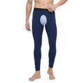 Mens Open Fly Breathable Cotton Thermal Long Johns Royal Blue L