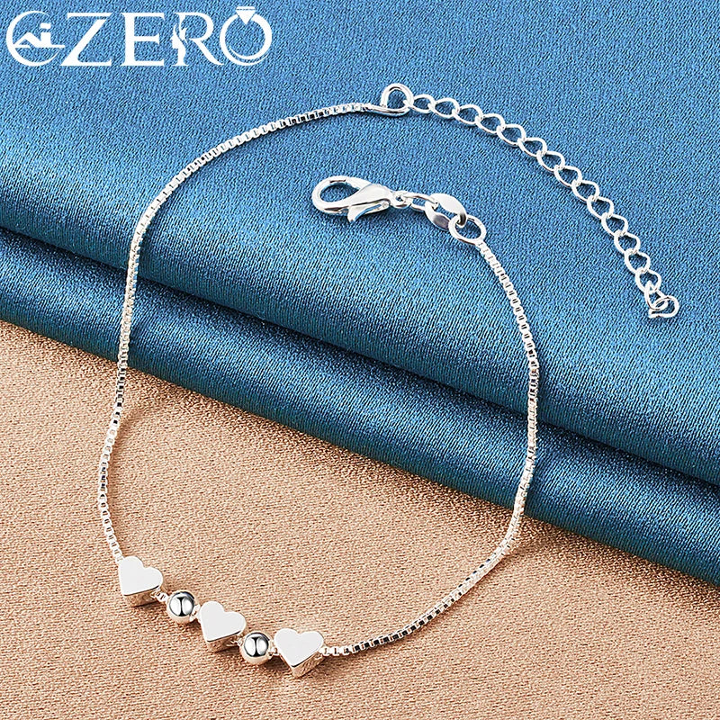 ALIZERO 18K Gold Bracelet 925 Sterling Silver Heart Beads Box Chain Bracelet For Women Fashion Charms Jewelry Wedding Gift