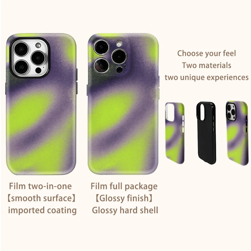 Neon Mist Phone Case for IPhone 17AIR 16E 16 15 14 13 12 11 17 Pro Max Plus Double-layer Back Cover