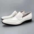 Men's Summer Genuine Leather Breathable Formal Business Shoes Wedding White Leather Shoes Korean Style Pointed Toe Loafers