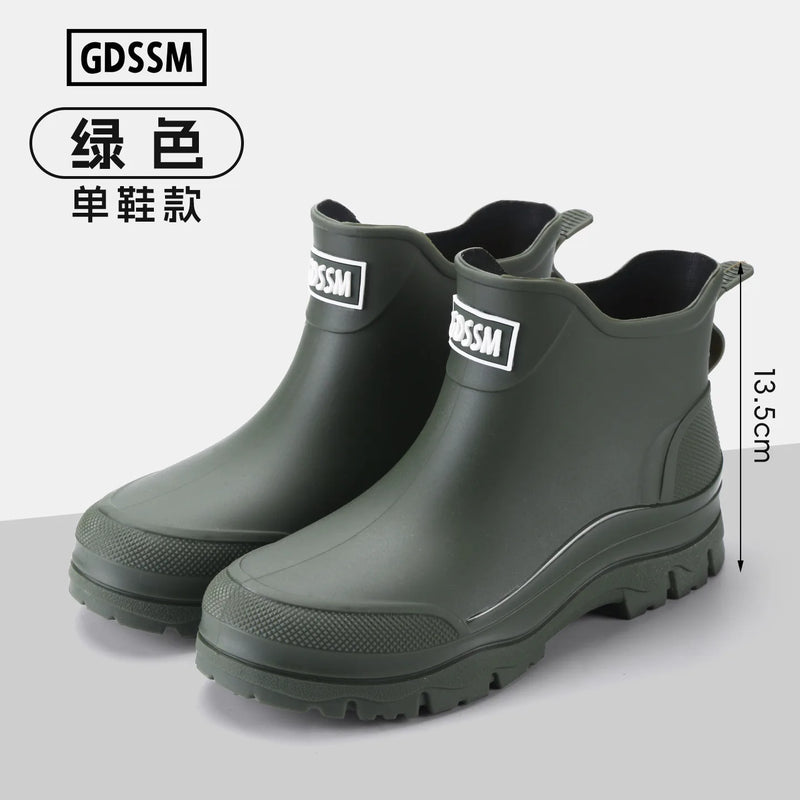 Rain Boots Men's Short-tube Korean Style Casual and Comfortable Outdoor Fishing Waterproof Low-cut Rubber Shoes Rider Work Boots