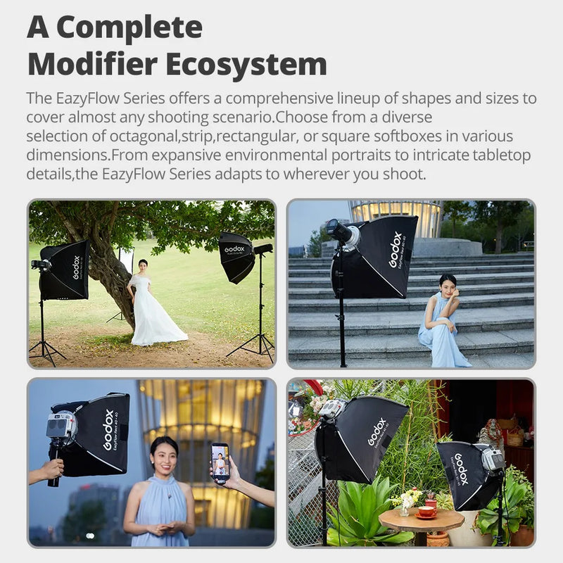 Godox EazyFlow Octa Foldable Softbox 60/90/120/150cm FoldableBowens Mount Quick Setup with Grid for Portrait Studio Photography