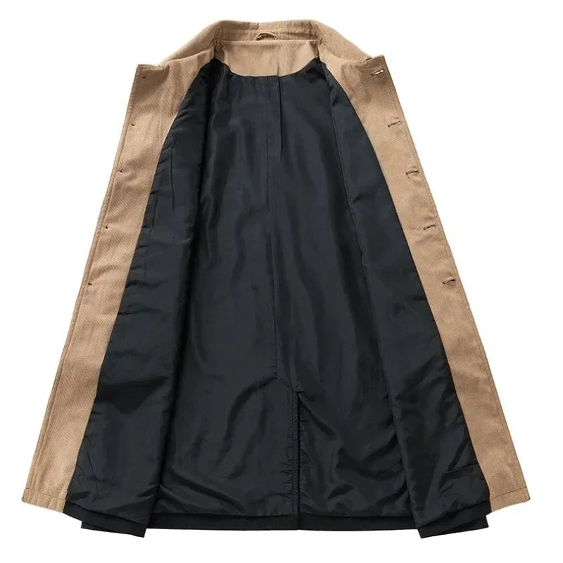 Plus Size 8XL Men Spring Trench Turn Down Collar Long Windbreaker Jacket Male Oversize Big Large Windproof Coat Autumn Outwear