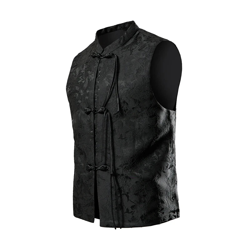 Men Chinese Traditional Style Vests Men buckle Vests Fashion Casual Solid Color Tank Tops Male Hanfu Vests