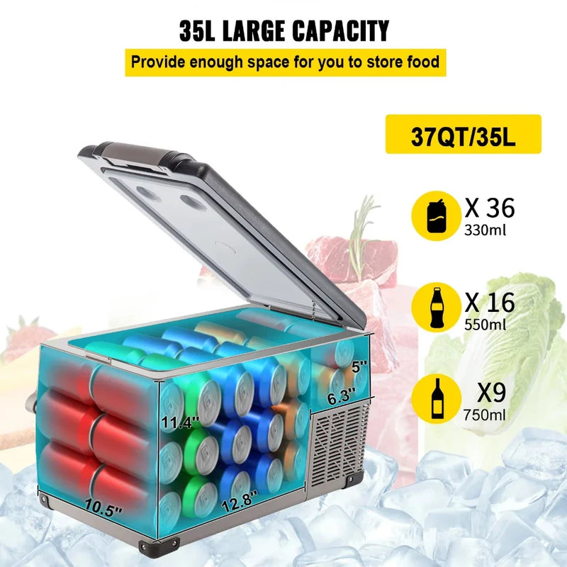32L/42L Car Portable Electric Cooler Compressor Cooling with Digital Display Temp Control for Home, Outdoor, Camping and Travel