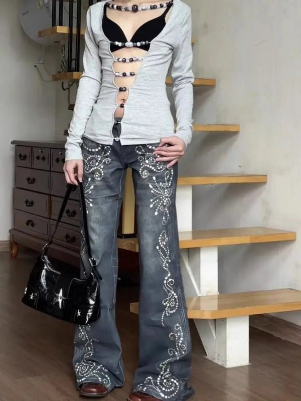 Jeans Women Y2k Pants Vintage Low Rise Bootcut Distressed Denim Trousers  Women  Design  Autumn Winter Fashion