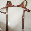 Mens Leather Chest Chain Suspender Harness Belt, Sexy Bondage Straps Crop Top, Punk Gay Club Costume (Straps-Brown)