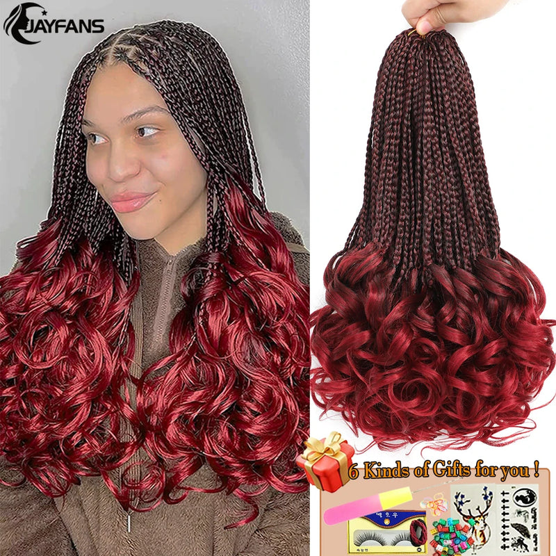 14” French Curls Braiding Hair Pre Braided Synthetic Box Braids Crochet Curl Ends French Curl Crochet Braids for Women And Kids