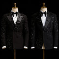 Elegant Rhinestone Male Suits 2 Pieces Peaked Label Tuxedos Set Evening Party Outfit Customized Blazer Pants costume homme luxe