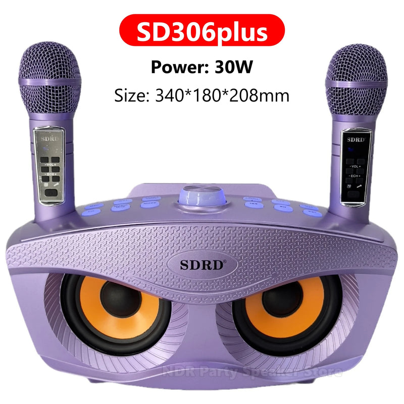 SDRD Sd306plus 30W Home Theater Sound PA System Portable Bluetooth Speakers With Two Wireless Microphones Set TV Karaoke Player