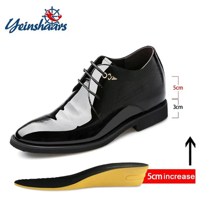 3/6/8 Cm Elevator Shoes Men Dress Patent Leather Heighten | SAMAG