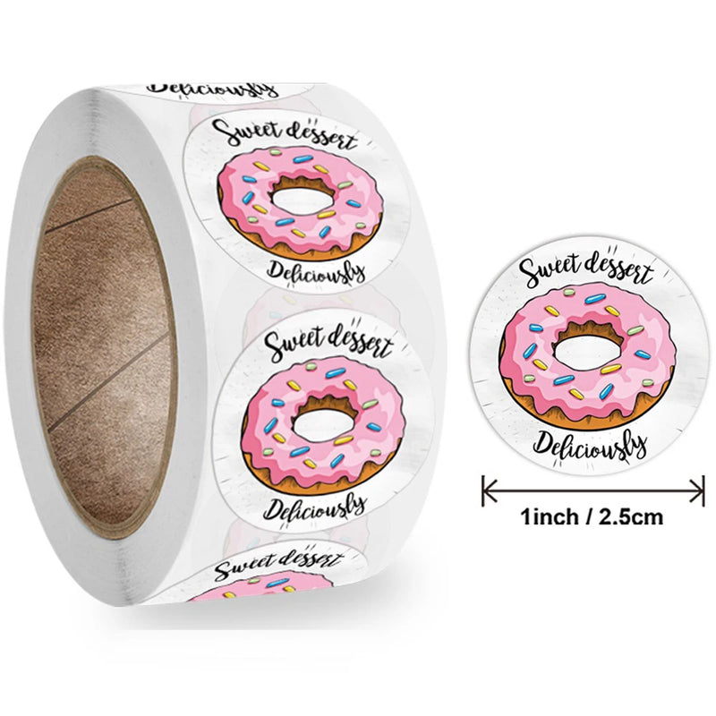 50-500pcs Round Donut Stickers Homemade Bakery Baking Colorful Decoration Labels Kids Party Scrapbooking Stationery Stickers