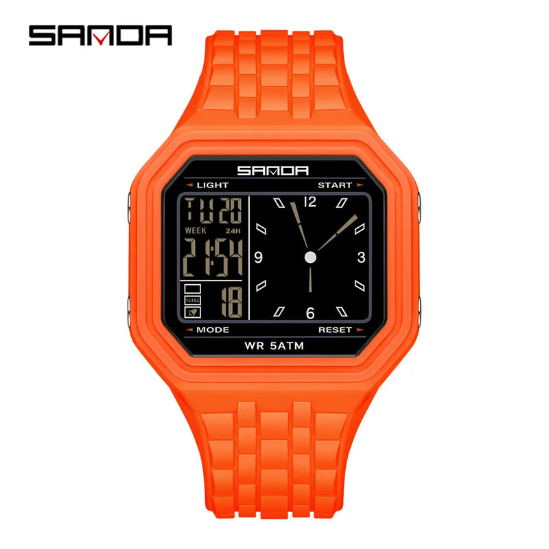 SANDA 6367 New Fashion Electronic Watch Men's 50m Waterproof Night Light Multi Functional Student Trend - Visuel 8 | SAMAG
