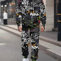 The new men's hoodie set for Spring and Autumn features a casual fashionable and comfortable 3D graffiti - View 2 | SAMAG
