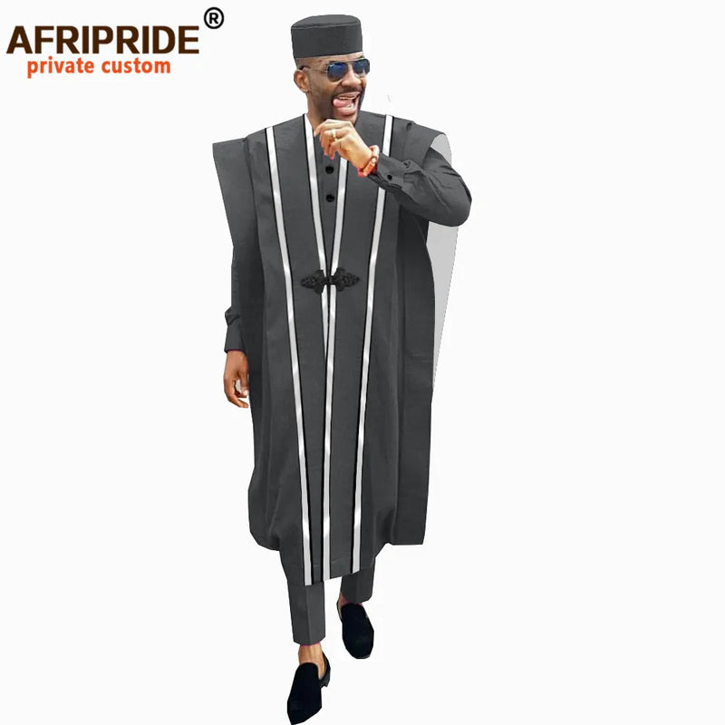 African Men Clothing Agbada Robe Dashiki Shirts Ankara Pants Tribal Hat Wedding Evening Outfits 4 Pieces - View 18 | SAMAG