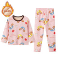 2-piece Autumn And Winter Children's Plush Thick Warm Home Underwear Set For Boys And Girls Fun And Cute Tops Comfortable Pants