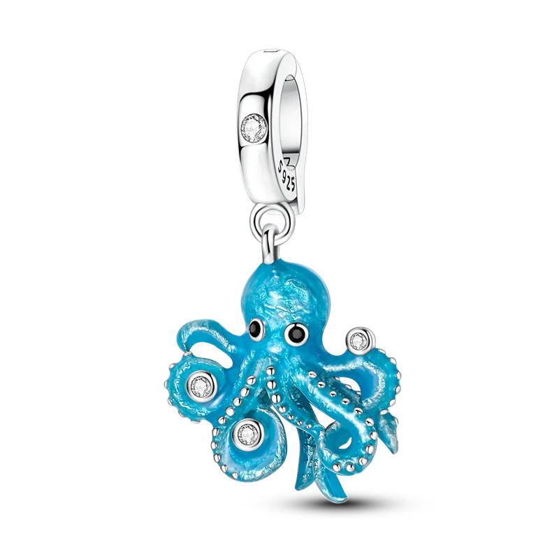 925 Sterling Silver Ocean Theme Charm Beads For Women Blue Wave Dolphin Seashell Compatible Summer Beach Vacation Jewelry