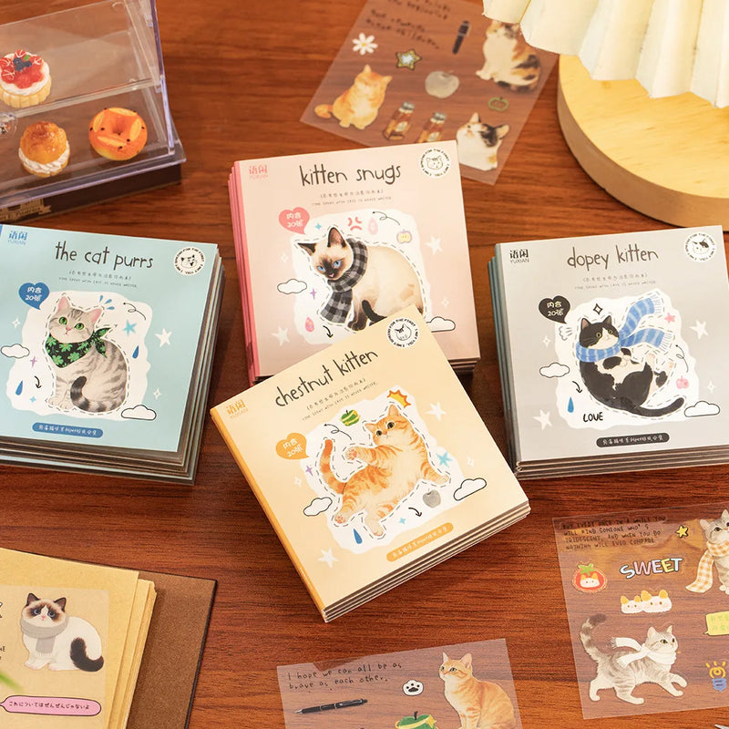 Stickers Book Cat Decorative Decal Kitty Seal for DIY Diary Planner Scrapbook Album School Supplies Stationery