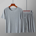 Casual Mens Quick Dry Pajama Set Short Sleeve T Shirt and Shorts Loungewear for Home Comfortable and cool fabric 1 set