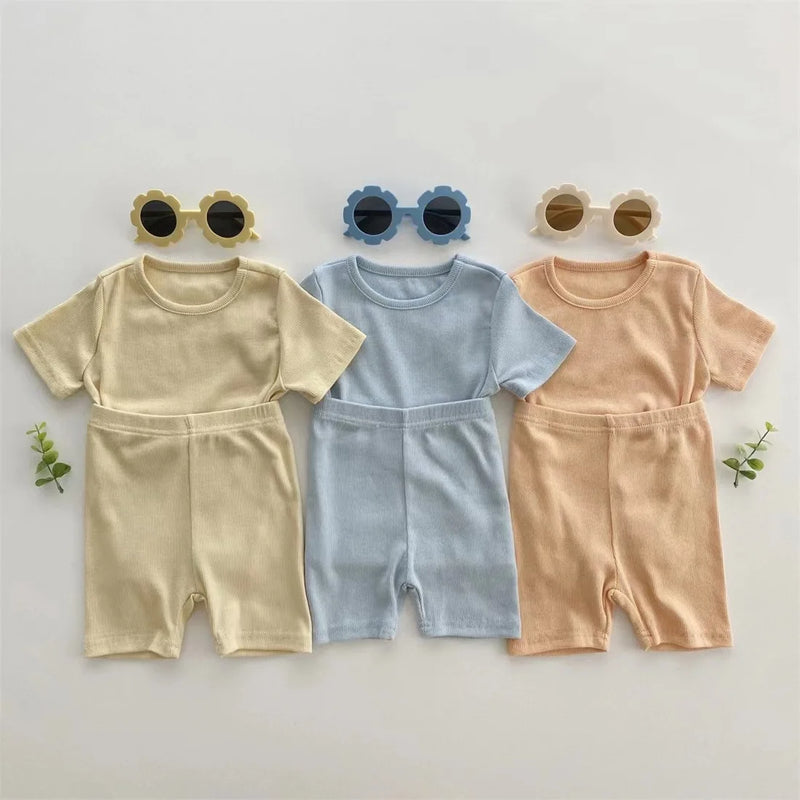 TZ23033 Children Clothing Set Kids Solid T - shirt+Shorts - View 2 | SAMAG
