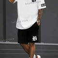 LB Printed Sport T-shirt+shorts Suit Set Men Male Luxury Tracksuit Outfit Summer Oversized tracksuit 2 Piece Set men Clothing