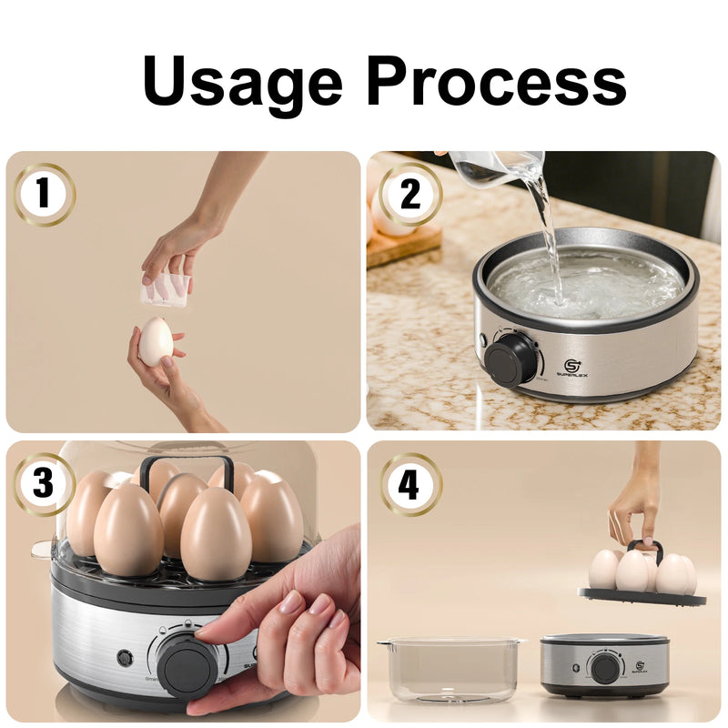 SUPERLEX 400W Power EGG COOKER with Large Capital Boils Up to 7 Eggs Smart Power Off Easy to Clean and Better Safeter For Family
