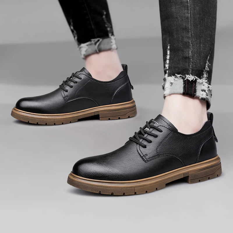 52/2000  CLOHOO handmade men's shoes business casual leather shoes breathable soft sole comfortable classic lace-up men's shoes