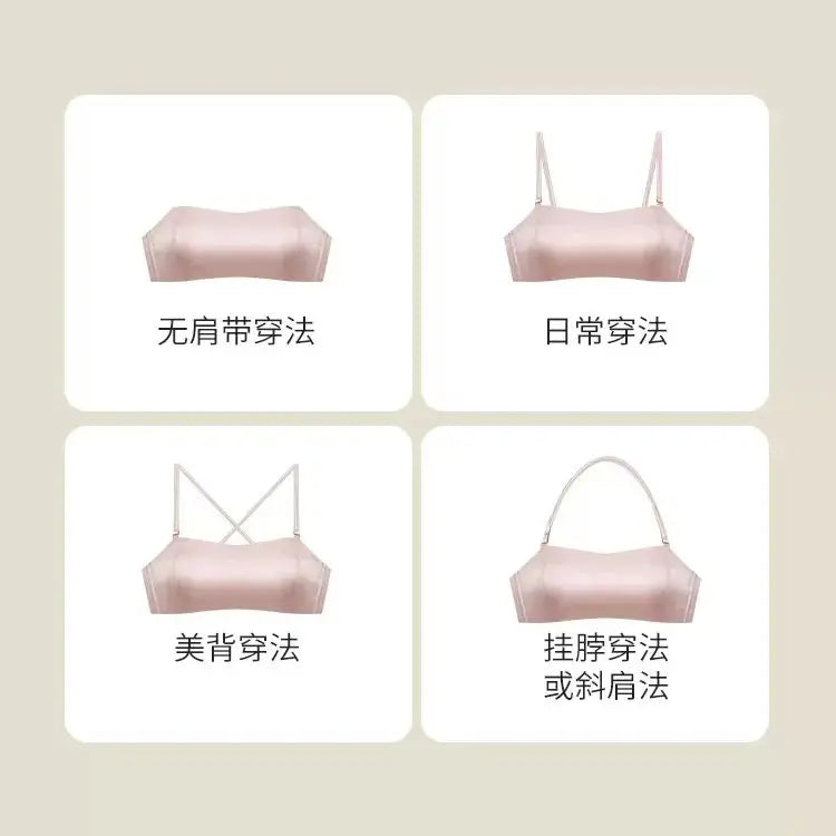 BirdTree Silk Lining Wire Free Soft Bra, Women Satin Silky, Sexy Comfortable Underwear, 2025 Spring Summer New P42854QM