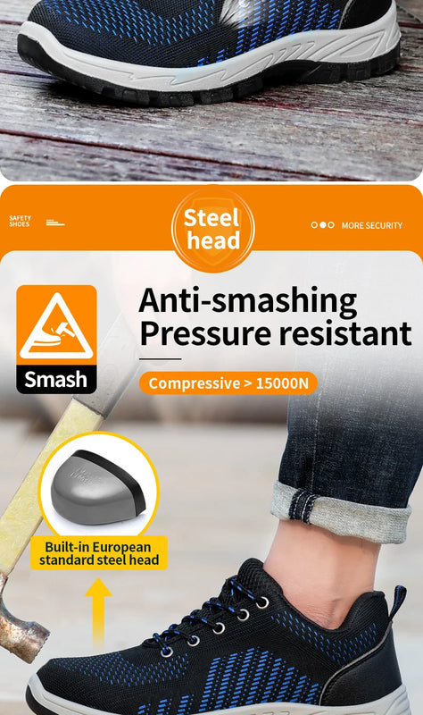 Work shoes for men, anti-shatter, anti-stab, anti-static, solid sole, all-season model