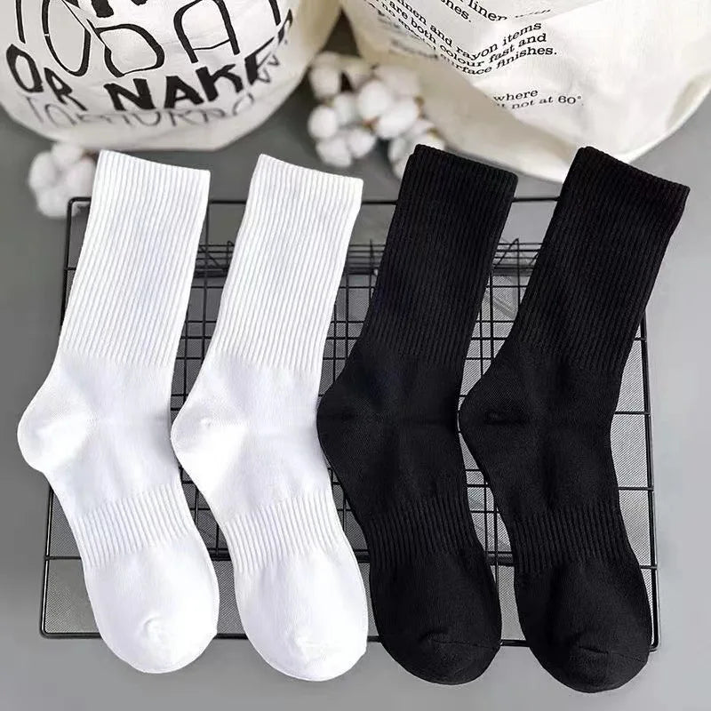 6 Pairs Middle Tube Socks For Men Solid Colour In White | SAMAG