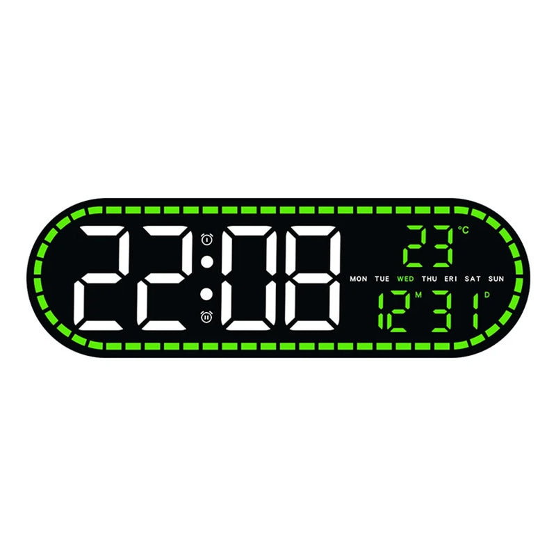 Large Digital Wall Clock Temperature and Date Week Display Electronic LED Table Alarm Clocks Brightness Adjustable 12/24H Format
