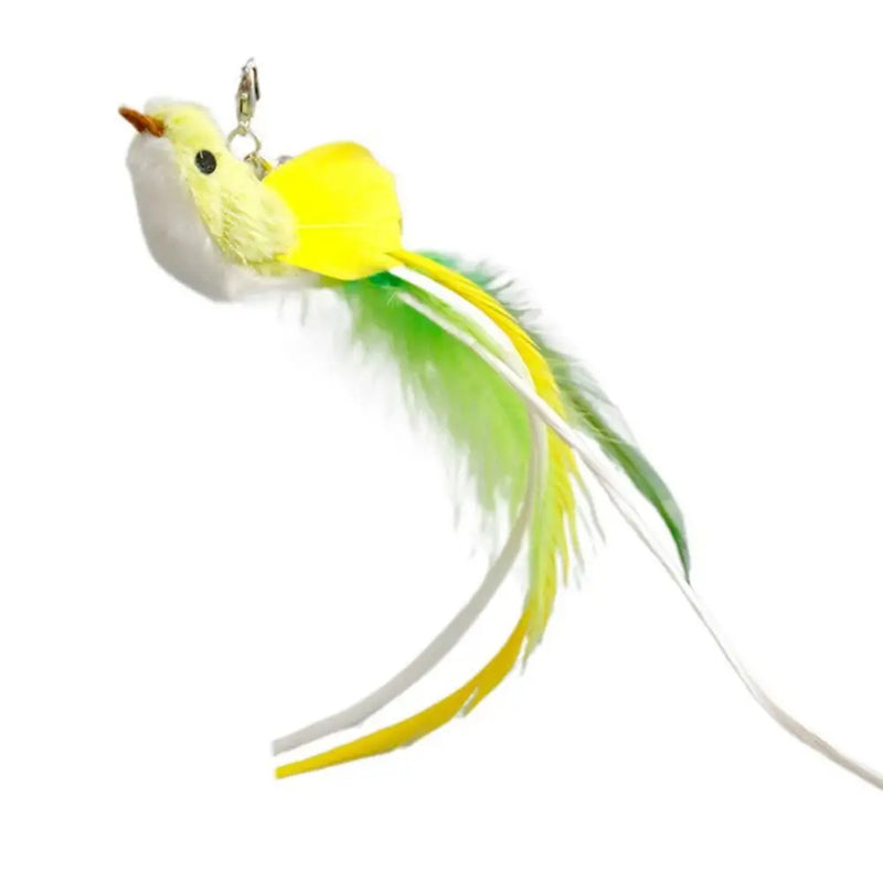 Plush Simulated Bird Cat Stick Head Cat Teaser Stick Colorful Cat Playing Teaser Wand Suction Cup Teaser Toy Interactive Cat Toy
