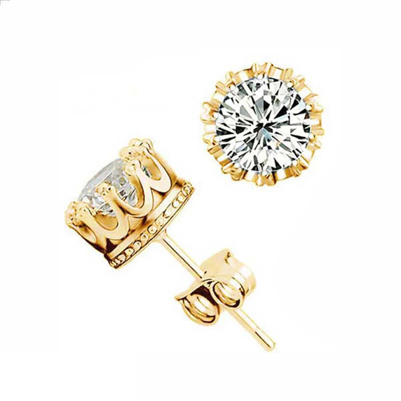 Classic Green AAA Cubic Zirconia Stud Earrings Round Crystal Girl Ear Studs For Women Multicolor Fashion Jewelry brincos AE176